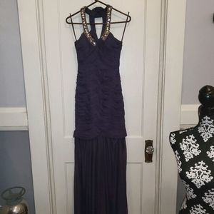 Shimmer by Bari Jay bejeweled gown in purple